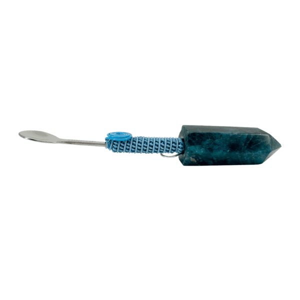 Blue crystal wrapped spoon utensil.