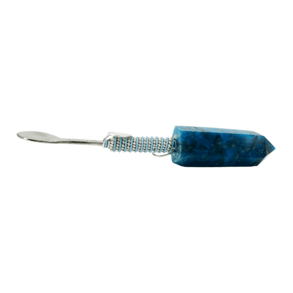 Blue crystal dabber with metal spoon.