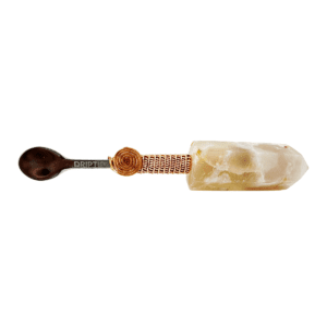 Copper wire wrapped crystal spoon.