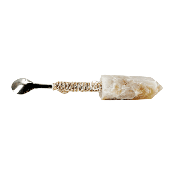 Crystal spoon with wrapped handle.