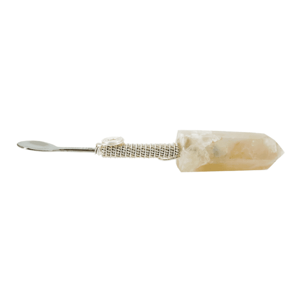 Crystal spoon with silver wire wrap.