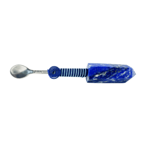 Silver spoon with lapis lazuli handle.