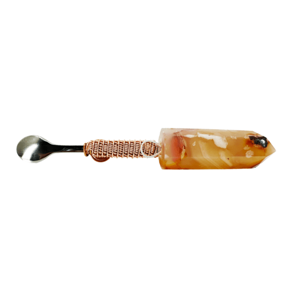 Copper wire wrapped agate spoon.