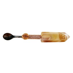 Agate crystal spoon with copper wire wrap.