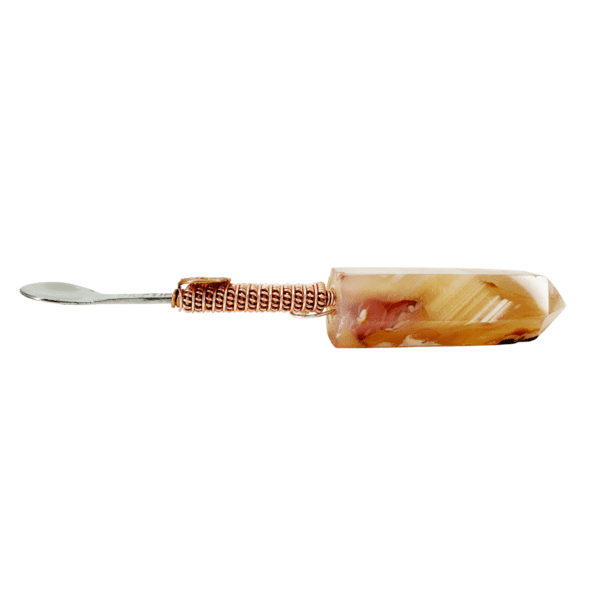 Agate crystal spoon with copper wire wrap.