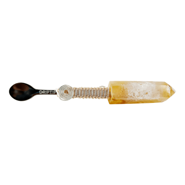 Crystal spoon with silver wire wrap.