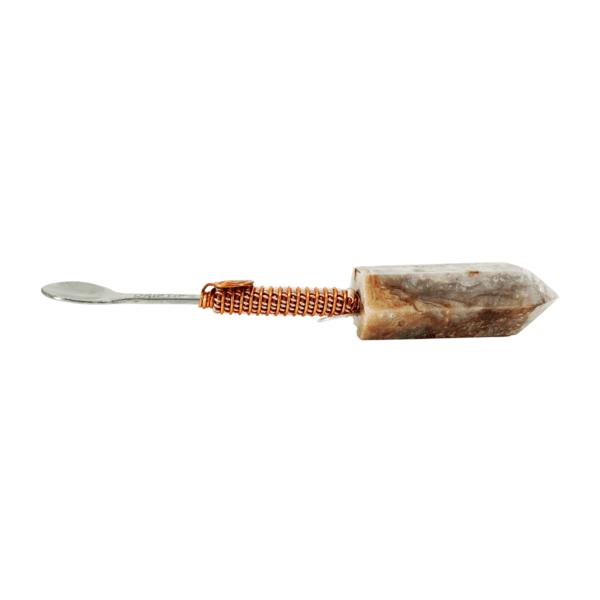 Stone and metal spoon with copper wire.