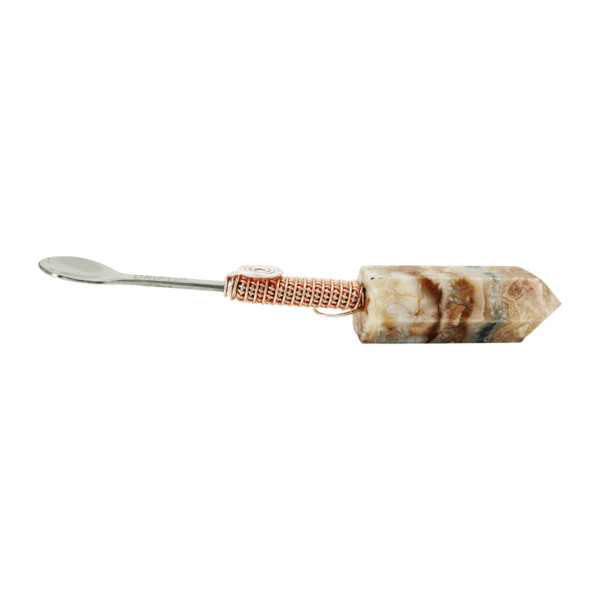 Stone and metal spoon with copper wire.