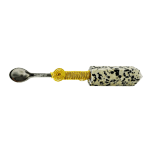 Dalmatian Jasper spoon with gold wire wrap.