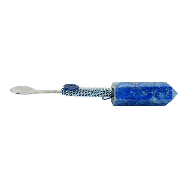 A blue stone key with a silver handle.