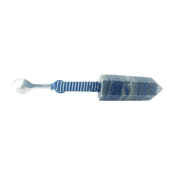 Lapis lazuli spoon on white background.