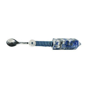 Silver spoon with blue lapis lazuli handle.