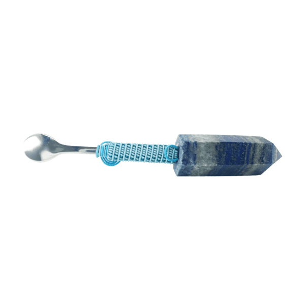 Lapis lazuli crystal spoon handle.