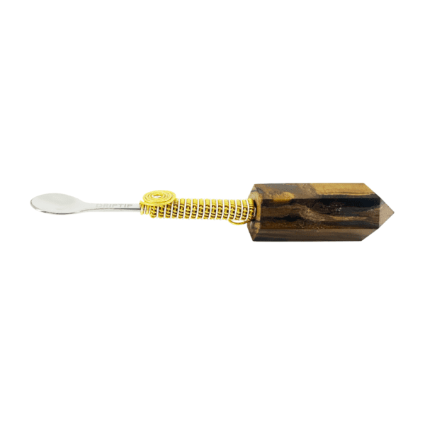 Wooden spoon with gold wire handle.