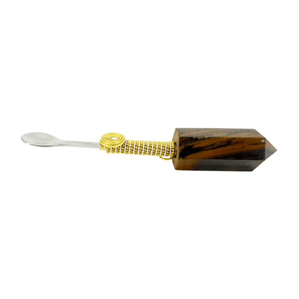 Crystal spoon with gold wire handle.