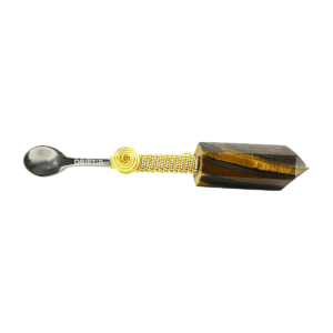 Tiger eye crystal spoon with gold wire.